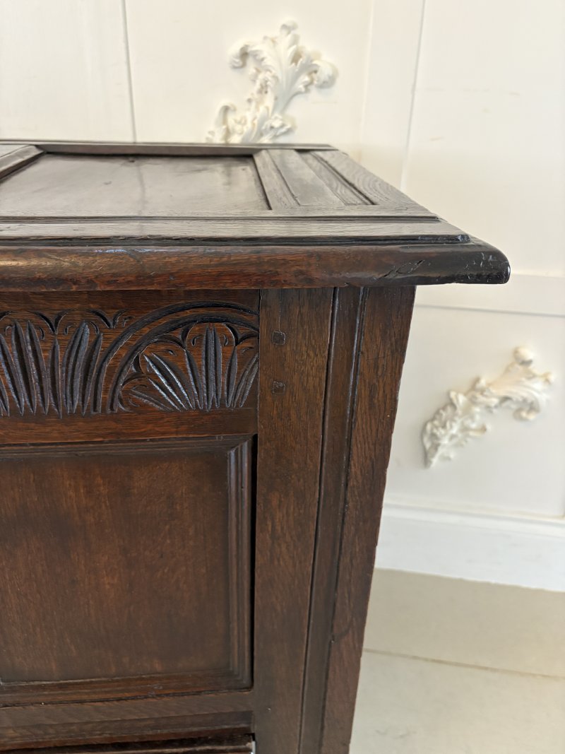 Antique 17th Century Quality Oak Mule Chest - Image 19